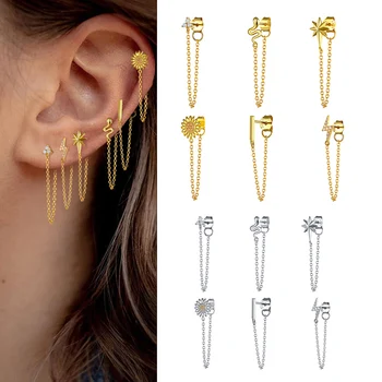 

Popular Earrings 925 Sterling Silver for Women Snake Earrings Animal Diamond Earring Ear Line Female Fashion Silver Jewelry Gift