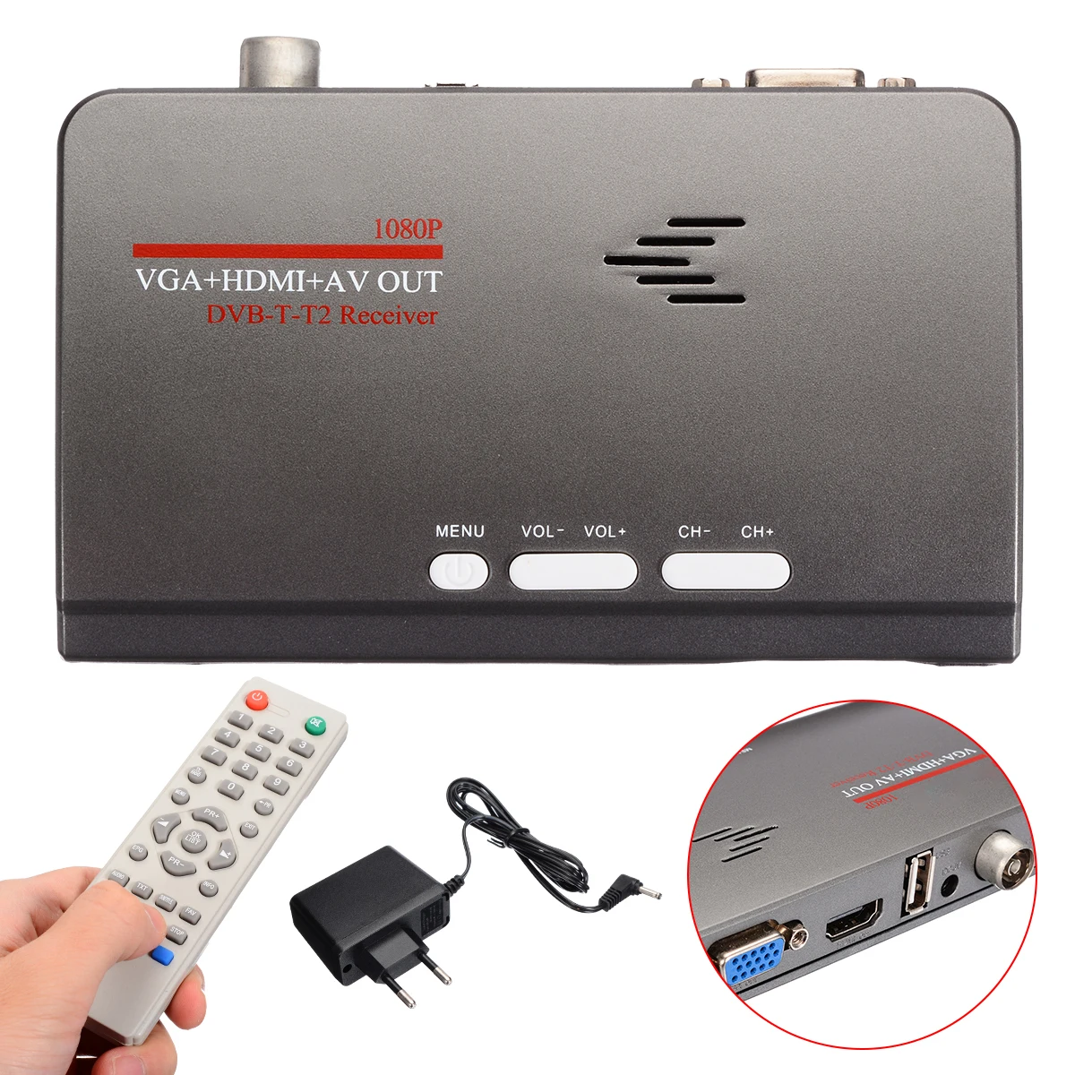 Цифровая ТВ приставка 1080P HDMI DVB T/T2 тюнер приемник наземный VGA AV CVBS для ЖК/CRT