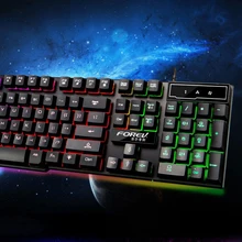 Wired Gaming Keyboard Mechanical Feeling Backlit Keyboards USB 104 Keycaps Keyboard Waterproof Computer Game Keyboards