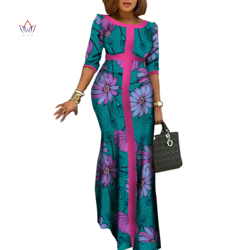 African women dress half sleeve Dashiki Ladies Clothes Africa Print Clothing o-neck Traditional Plus Size long robes WY1146 |