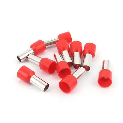 

10 Pcs Wire Crimp Connector Terminal Insulated Ferrule Red E16-12 6AWG 16mm2