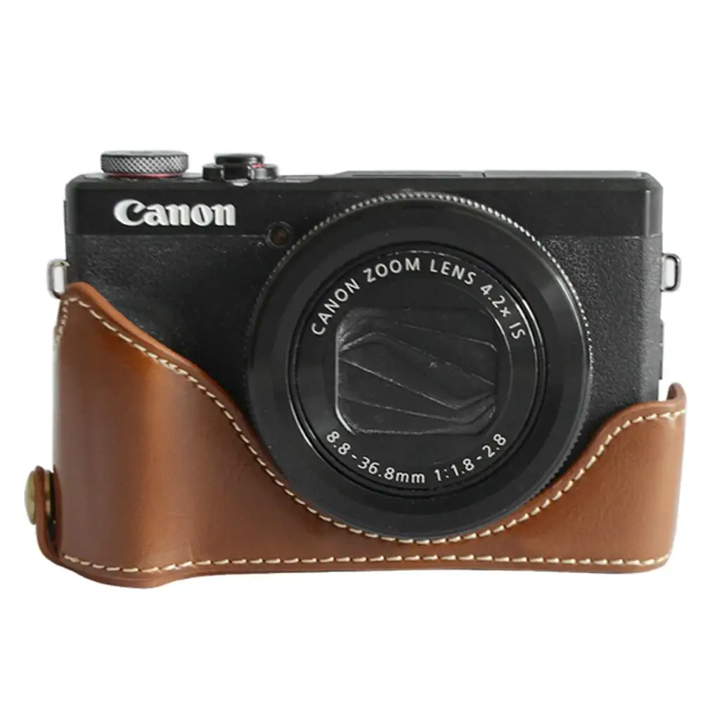 Точный полный корпус Fit pu кожаный чехол для цифровой камеры сумка Крышка для Canon Powershot G5 X G5X с ремешком - Цвет: D-brown