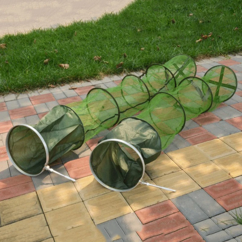 

5 Layers Long cylinder Fishing Net Fishing Creel Tackle Nylon Foldable Crab Fishing Trap Shrimp Cage Net Cast Fishes Network