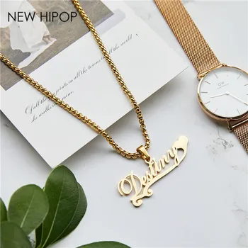 

Personalized Name Heart Necklace Pendant Jewelry For Women Men,Stainless Steel Tennis ChiansDetachable Name Necklace Collar