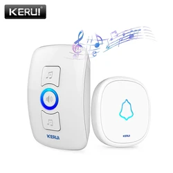 Kerui m525 campainha para casa inteligente sem fio, campainha com botão de pressão à prova d'água, longo alcance, 32 músicas, branca, preta, buzina ue, au, ru