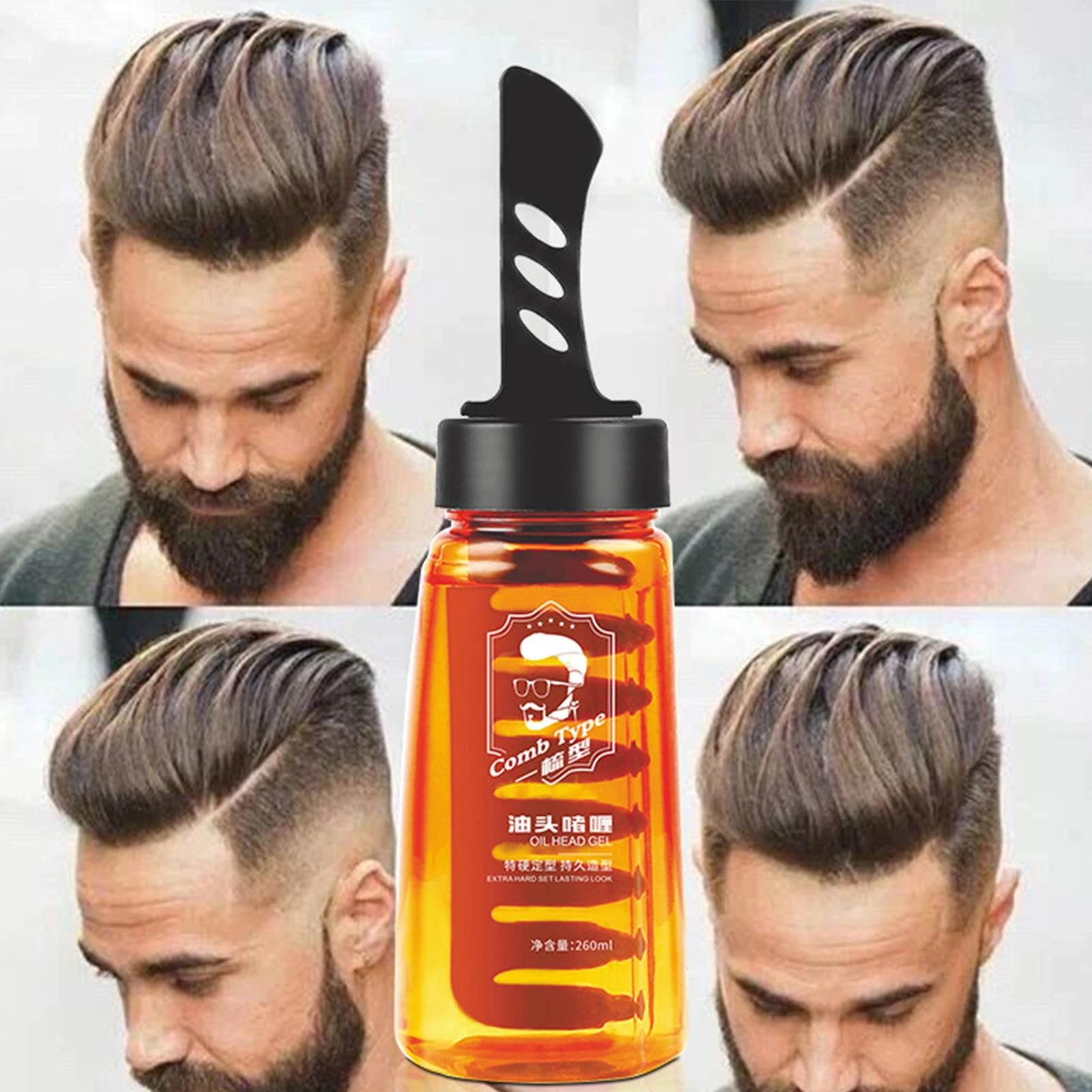 2 In 1 Oil Head Hair Cream With Wide Tooth Comb Back Hair Styling Cream For Men  Hair Styling Gel Hair Wax Styling Fluffy Comb - Hair Styling Waxes & Cream  - AliExpress