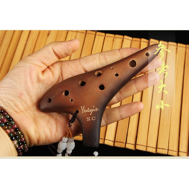 12 Hole Ocarina of Time Ceramic Top Quality Alto C Flute Brown Shape Ocarina Flute Wind Orff FLU05