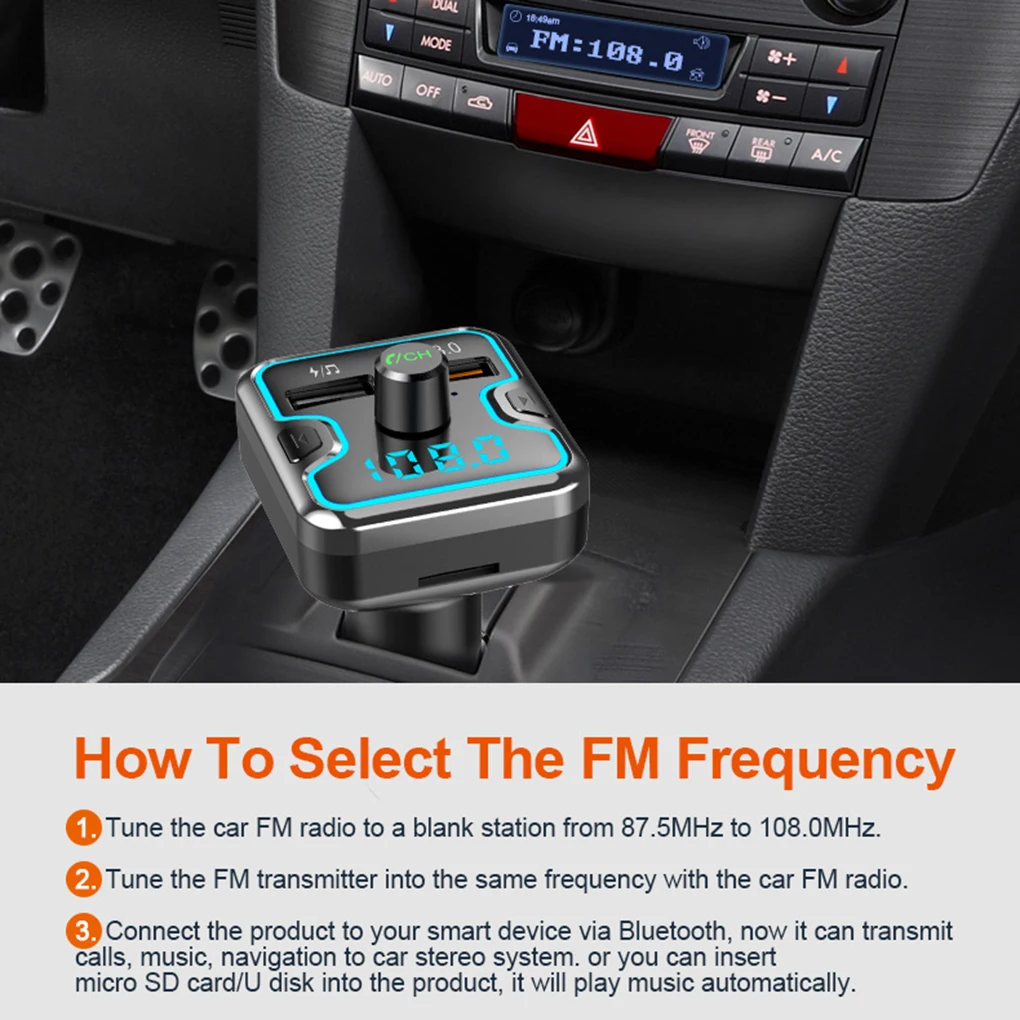 Автомобильный MP3-плеер Bluetooth телефонный звонок громкой связи ответ на два порта usb type-c быстрое зарядное устройство беспроводной музыкальный проигрыватель