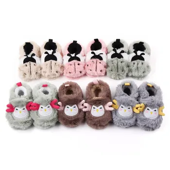 

1 pair Toddler Newborn Baby Crawling Coral fleece Shoes Boy Girl animals Slippers Prewalker Trainers Winter Animal First Walker