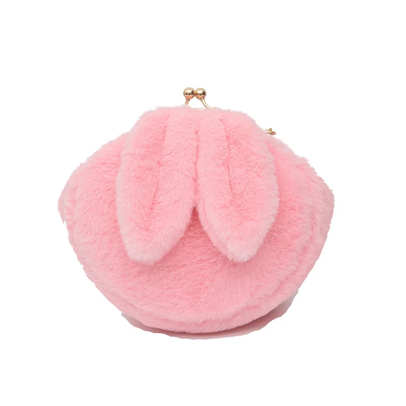 

2017 Autumn And Winter New Style Plush Clip Mouth Bag with Chain-Style Cartoon Handbag Simple Versatile Crossbody Bag