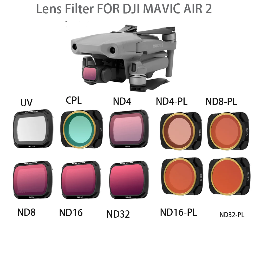 DJI Mavic Air 2 Lens Filter MCUV CPL ND/PL Filters ND4 ND8 ND16 ND32/ND