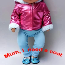 Детская одежда для новорожденных; куртка фиолетового цвета; пальто с капюшоном; 18 дюймов; одежда в стиле американской куклы; зимнее пальто
