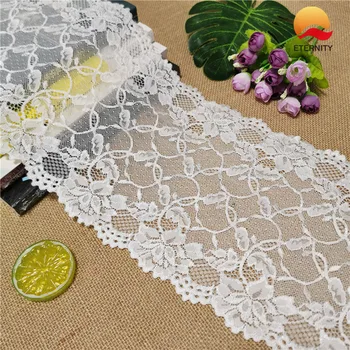 

E1863*20CM Lace elastic lace fabric ribbon for fabric wedding elastic lace decoration white large edge