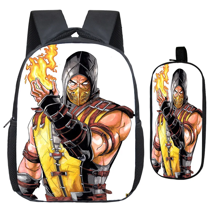 Милый Скорпион в mmoral Kombat X Mask 2 шт./компл. Рюкзак Школьные сумки отличное качество печати сумки красивый детский сад рюкзак - Цвет: 8