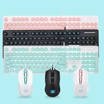 

Keyboard Mouse Set Gaming Keyboard New N518 Punk Robot Wired Keyboard And Mouse Set Round Key Cap For PC Computer#g4