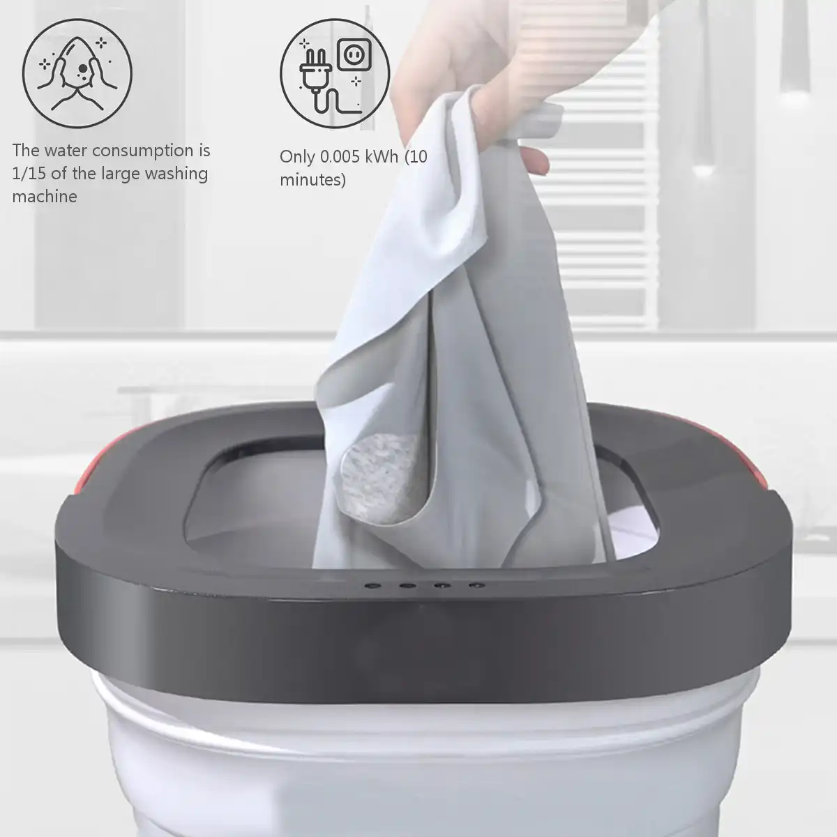 Portable Mini Folding Clothes Washing Machine Bucket Automatic Home