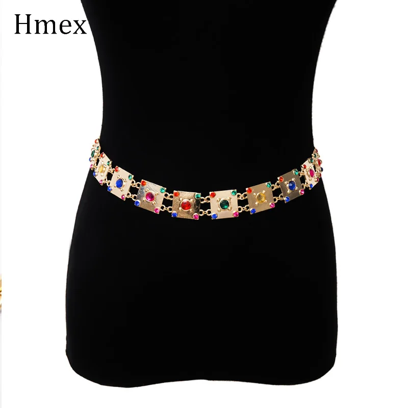 Винтажный пояс для женщин с цепью на талии riem ketting, металлическая цепочка, стразы, камни, пояс, Модный женский золотой ремень, ремни