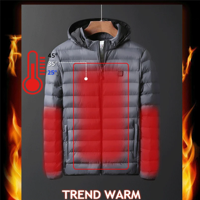 Unisex warm jacket winter plus velvet USB rechargeable heating jacket jacket hooded heating vest winter warm homme hiver 30N21 (8)