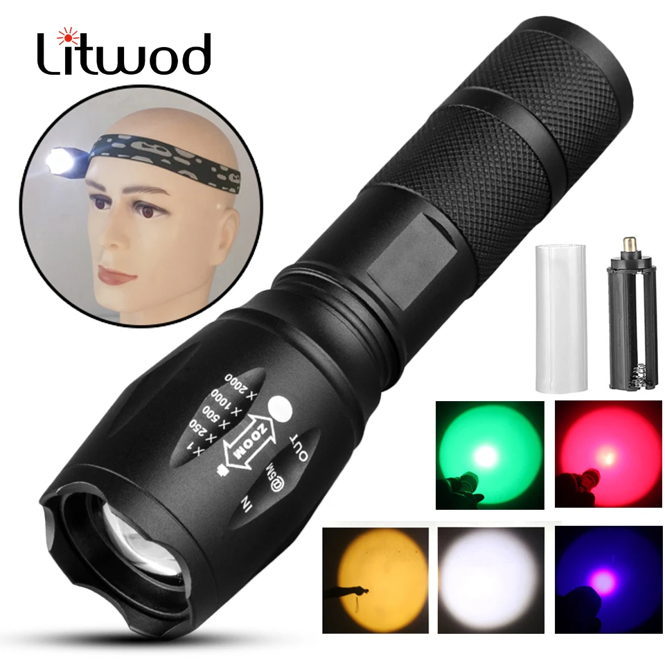 

XM-L2 U3 Powerful Waterproof LED Flashlight Torch 5 colors Portable Lights Lanternas Self Defense Tactical Flashlight
