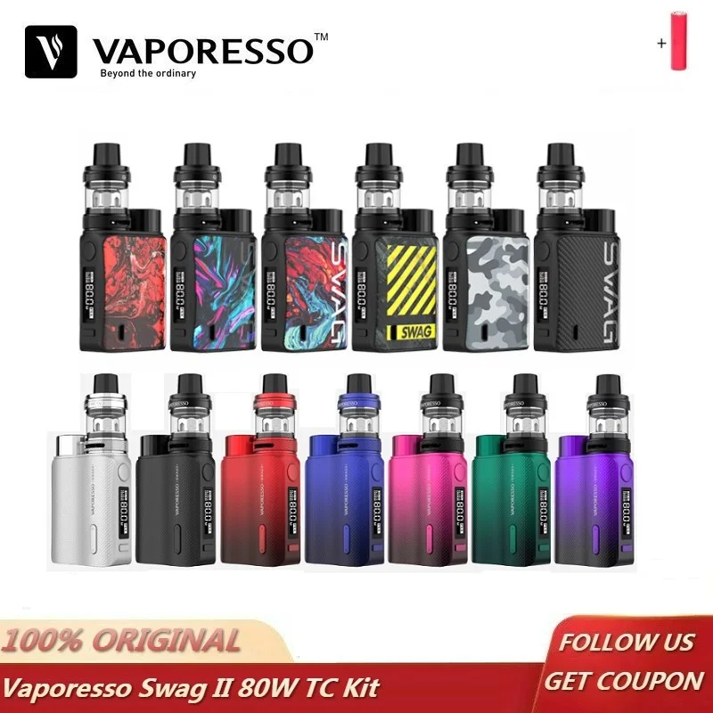 Оригинальный комплект Vaporesso Swag 2 80 Вт 18650 TC бокс мод с 3 5 мл NRG ПЭ бак GT Ccell и сетчатая