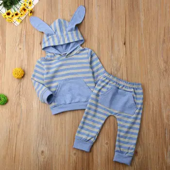 

Emmababy Toddler Baby Boy Long Sleeve Striped Deer Hoodie Cotton Tops Long Pants Clothes 2Pcs Outfits Set Autumn