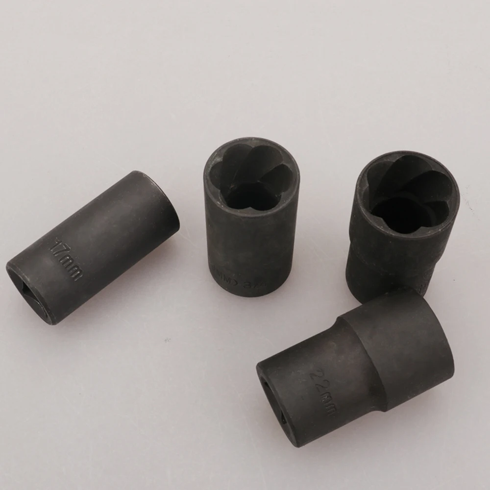 

Durable And Practical To Use 5pcs Set Spiral Deep Socket Set Damaged Worn Lug Nut Lock Remover 17/19/21/22mm