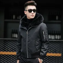 Мужское пальто с натуральным мехом кролика, парка с подкладкой, мужская повседневная бейсбольная куртка, короткие парки размера плюс, куртка MCAE18001 YY618