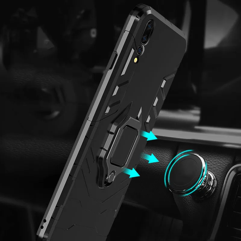 Shockproof Armor Case For Huawei P20 P30 Mate 9 10 20 Pro Honor 6X 8X Lite P Smart Y6 Y7 Y9 2019 Stand Holder Car Ring Covers |