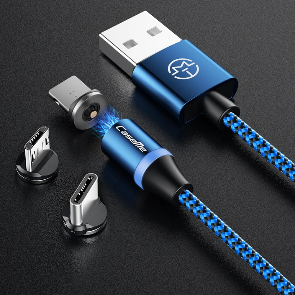 1 м 3 в 1 Магнитный USB кабель для зарядки роскошный светодиодный кабель для быстрой зарядки type C Mirco USB Lightning для iPhone Xiaomi huawei LG