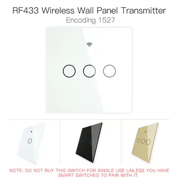 

RF433 MHz Wireless Wall Glass Panel Transmitter Switch Remote Controller Work with WiFi Smart Control Sticky Switch Receiver