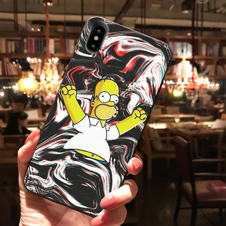 Homer J. Simpson Черный силиконовый чехол для телефона iPhone X XR XS Max 11 11Pro Max 6s 7 8 Plus Барт Симпсон Забавный мультяшный чехол - Цвет: 12144