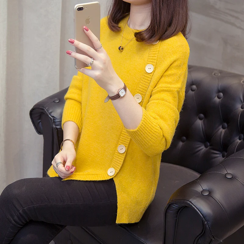

2019 New Autumn Women Shirts Knitting Web Celebrity Sets Sweater Lazy Avocado Green XueShengChao Wind Blouse Shirt Orange 8808