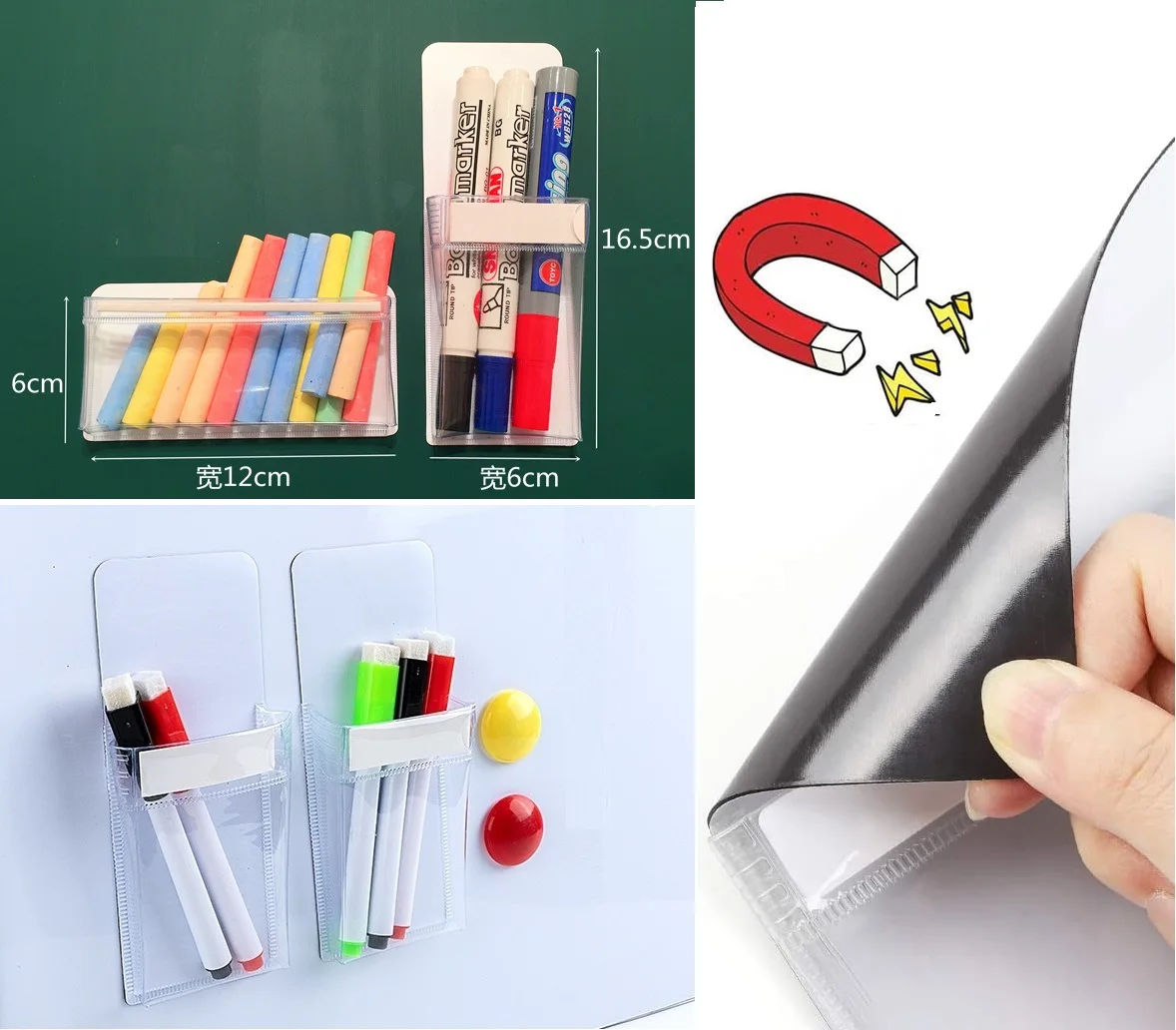 Porta pennarelli magnetici porta penne porta gomma per lavagna magnete  organizzatore portaoggetti per frigorifero da ufficio
