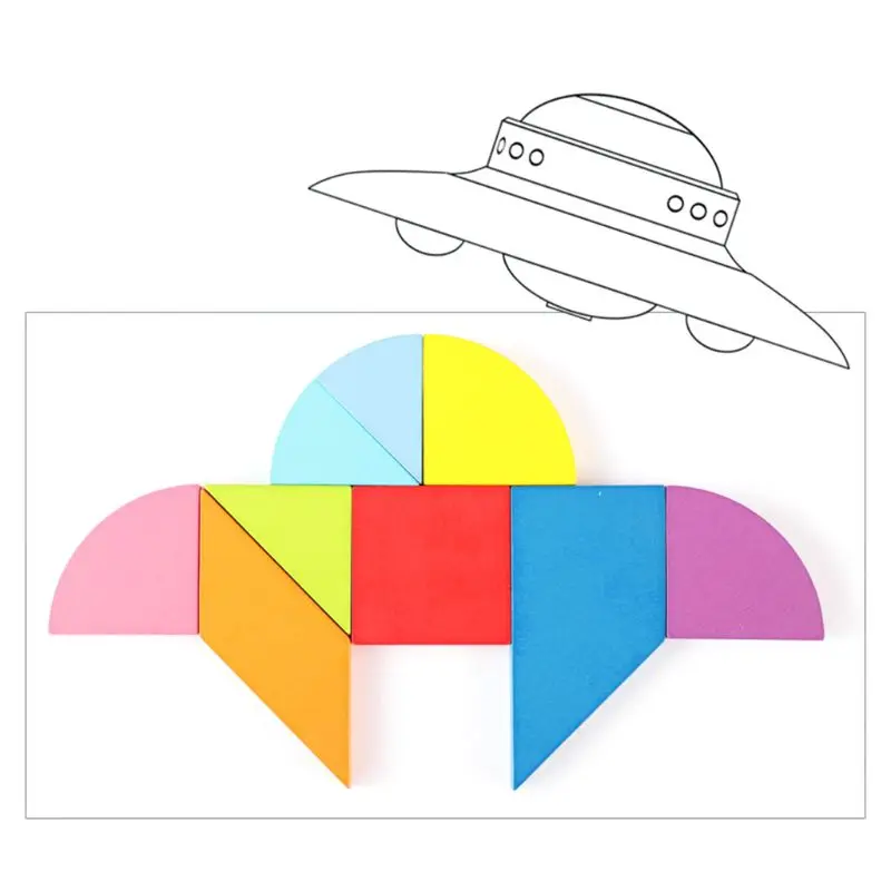 Деревянные головоломки набор Классический Tangram головоломки в железной коробке ребенок Фокус Обучение подарки K4UE