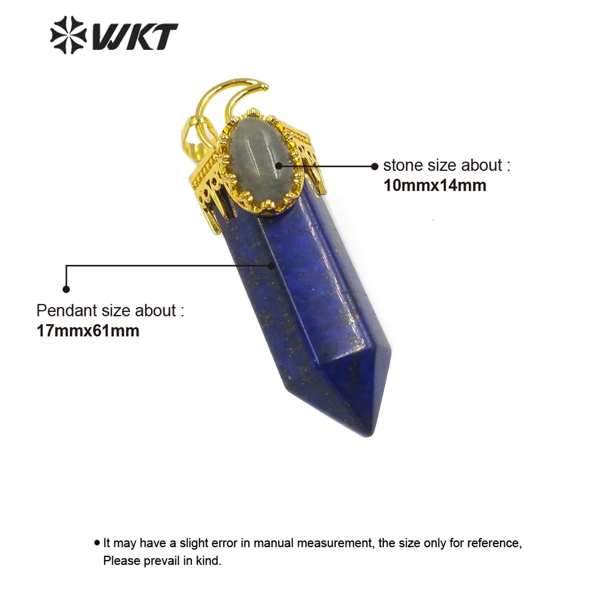 WT-P1492 кулон из натурального камня крик стали столб формы с натуральным драгоценным камнем с полумесяц подвесной крючок камень кулон Модные украшения