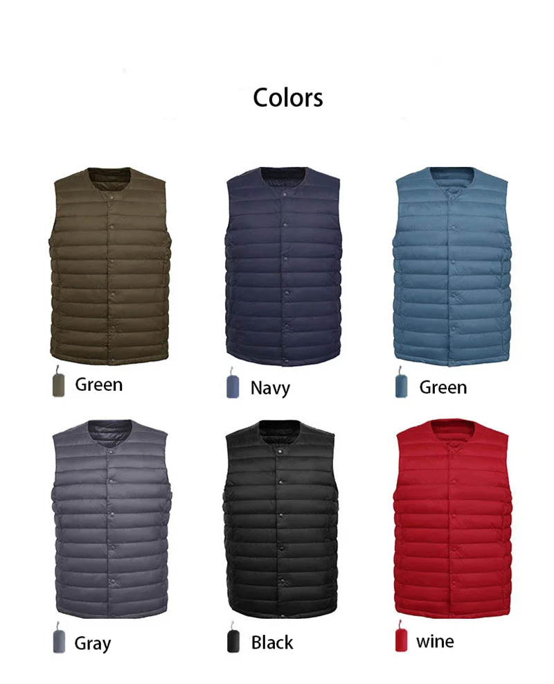 Men Vest 95% Down Jacket Sleeveless Ultra Light Male Coat Gilet Lightweight Windproof Warm Waistcoat Portable Windproof Parka