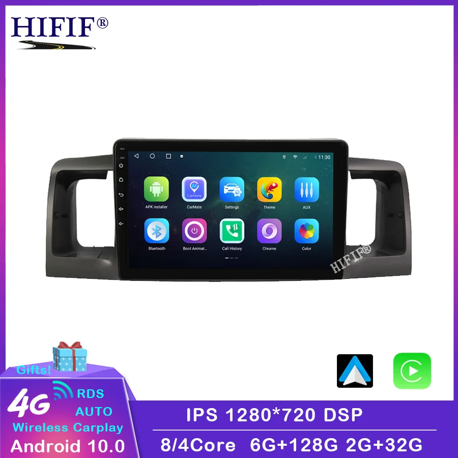 6+128G USB Autoradio Car Radio for Toyota Corolla E130 E120 2000- 2004 Multimedia Player Navigation GPS Stereo 2 din BT Carplay |