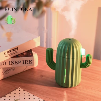 

1200mAh Portable Cactus Ultrasonic Humidifier Mini Air Cool Mist Maker USB Car Humidifier 340ML Aroma Diffuser with LedLamp Home