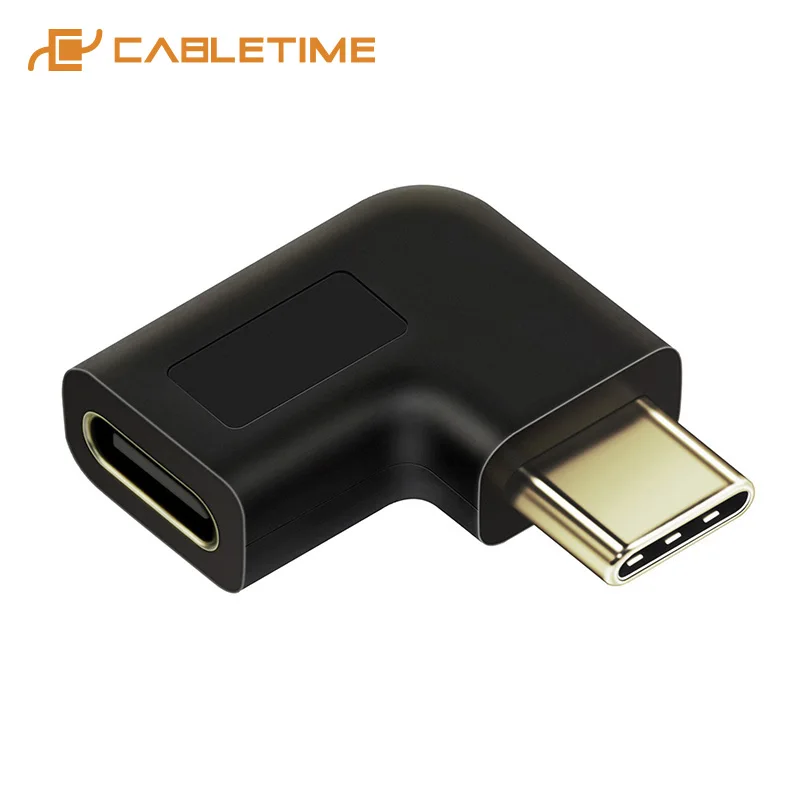 

CABLETIME USB Type C Adapter Type-C OTG USB C Male to Female 90 Degree For Xiao mi Huawei Mate Pro Samsung USB-C Spliter C015