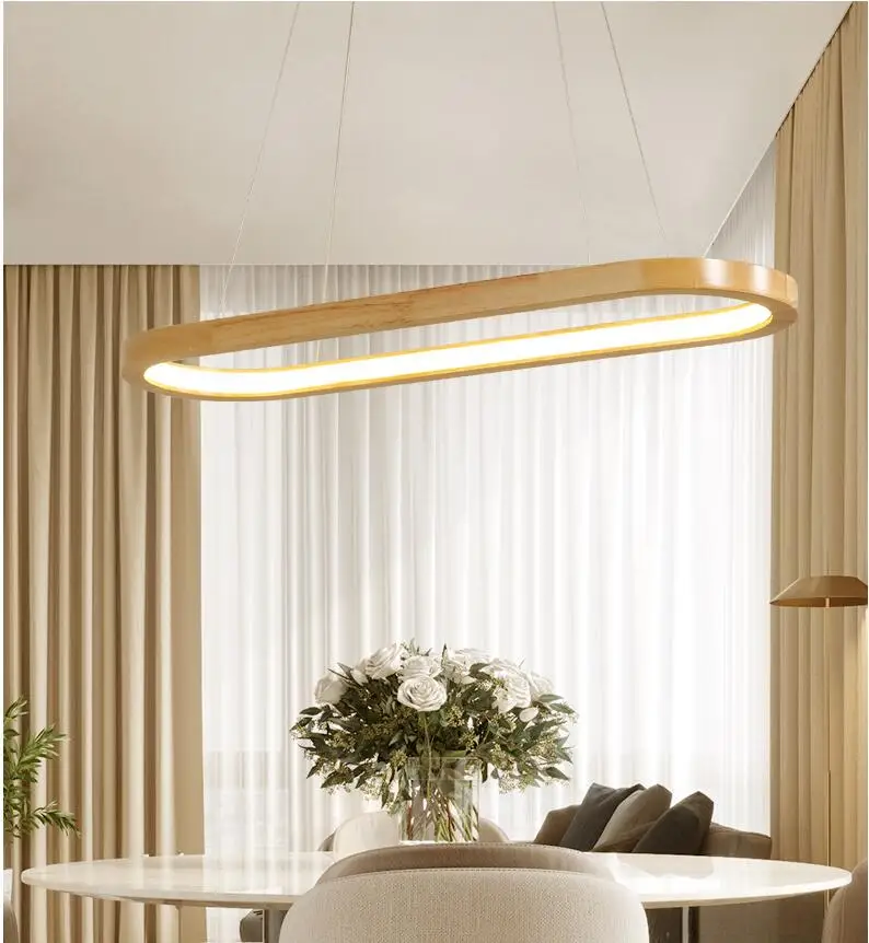 Nordic log restaurant bar chandelier simple Japanese LED fashion creative personality study circle dining room lamp | Лампы и
