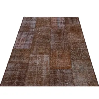 

Handmade Brown Vintage Overdyed Patchwork Area Rug 120x180 Cm-3'11''X5'11''