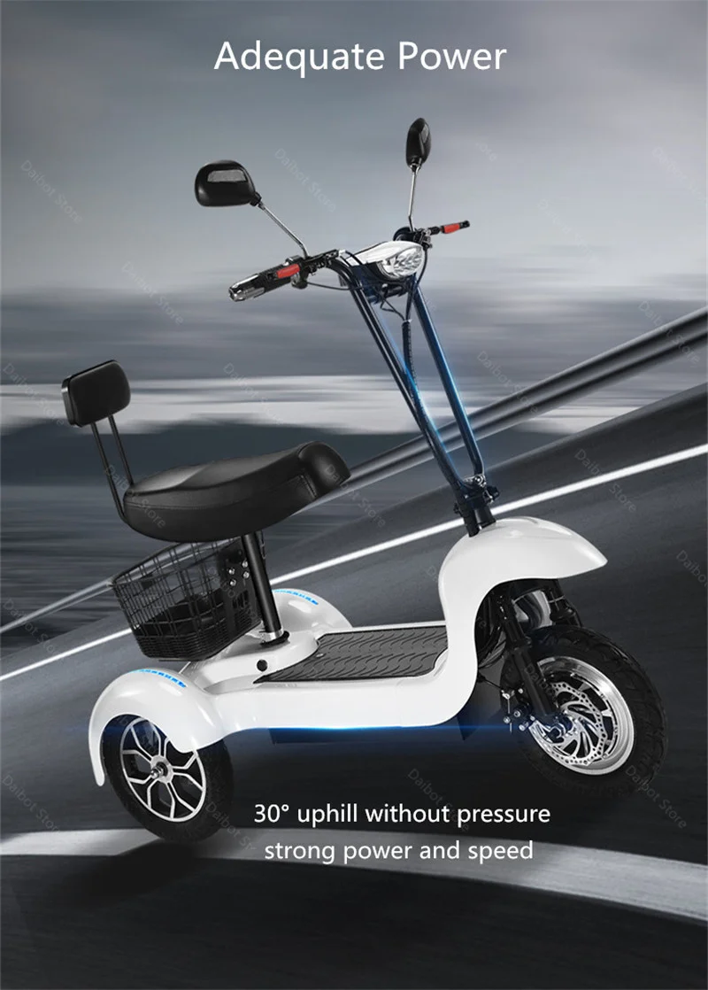DB Electric Skateboard Scooter Three Wheels Electric Bicycles 12 Inch 500W 48V Range 45KM Electric Scooter Bike For Disabled (15)