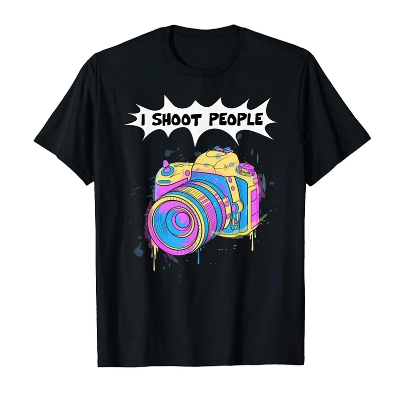 

Photography Funny Photographers Women Men I Shoot People T-Shirt with Round Neck