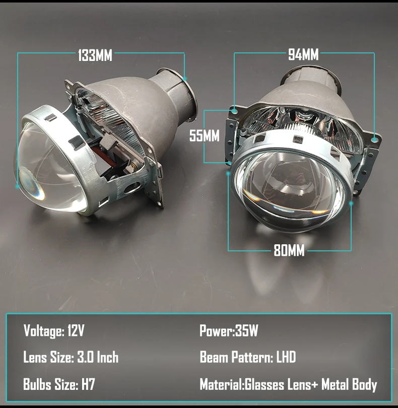 Автомобильный стиль 3,0 дюймов Q5 H7 линзы проектора bi Xenon H7 HID ксенон/Галоген/светодиодный LHD для налобного фонаря