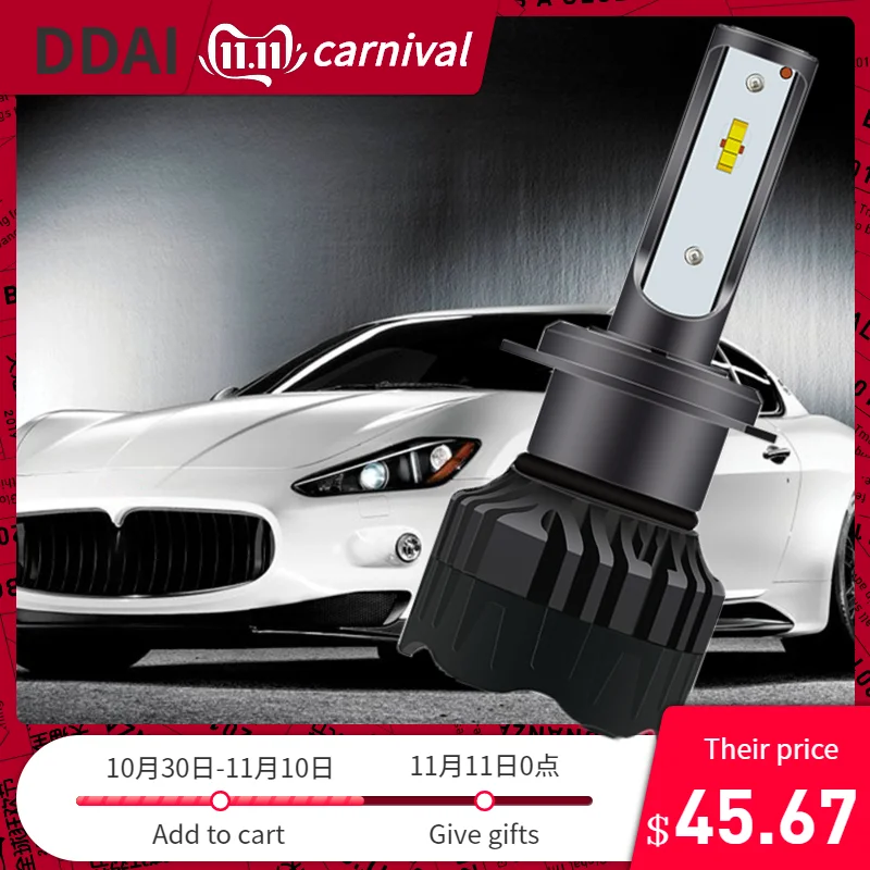 

2PCS LED H7 Headlight Bulb CSP Chip LED Canbus Car Light 8000LM/Bulb 50W H9 H11 Mini HB3 HB4 Cutting Line 12V 24V Car Styling