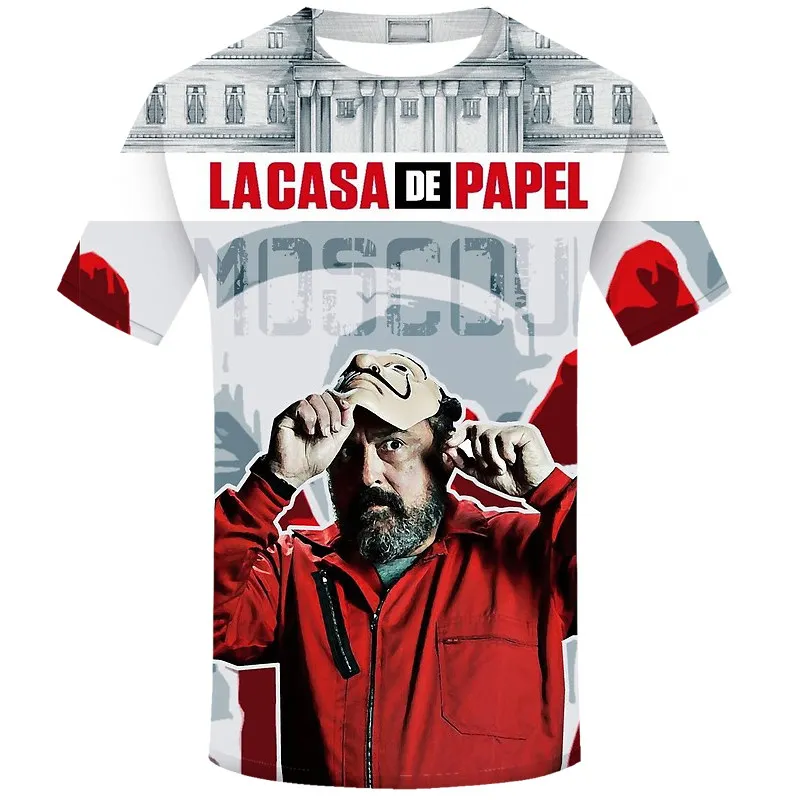Movie Money Heist The House of Papel Футболка мужская забавная футболка с 3D принтом из Берлина мужская одежда летние топы футболки