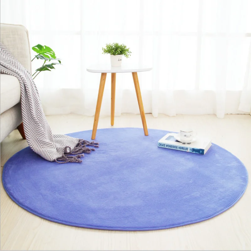 Coral Fleece Round Carpet For Living Bedroom Rugs Coffee Table Foot Mats Balcony Bay Window Carpet Kid's Play Crawling Mat Gray 3