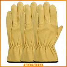 QIANGLEAF, 3 шт., мужские рабочие перчатки, свиная кожа, защита для безопасности, режущий рабочий ремонтник, гаражные гоночные перчатки, H92