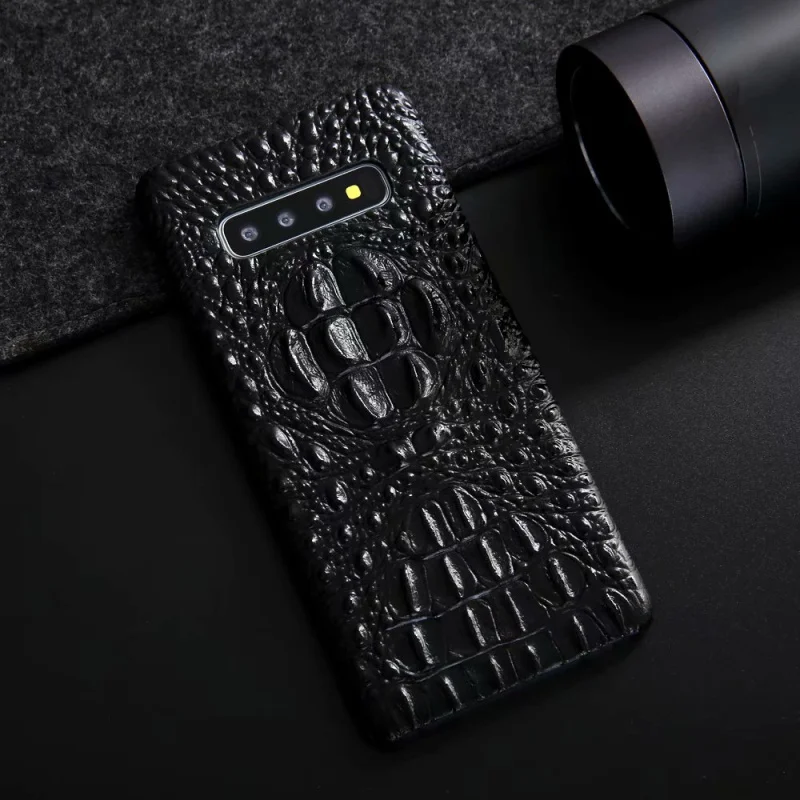 

CKHB Real Genuine Leather Case for galaxy S10 S10e S10+ Phone Luxury 3D Crocodile Pattern Retro Vintage Hard Slim Cover Cases