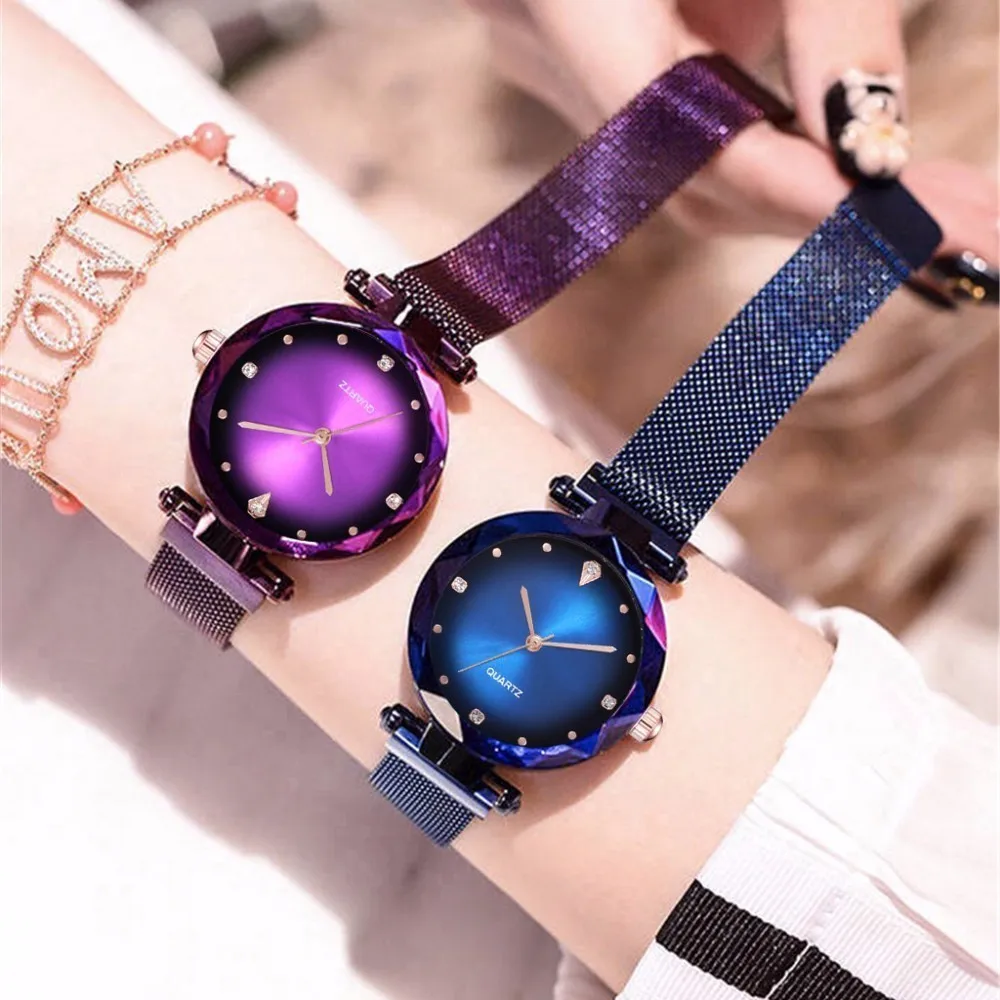 

Watch Women Magnet Buckle Starry Sky Female Clock Luxury Fashion Ladies Geometric Surface Quartz Watch Relogio Feminino relogio